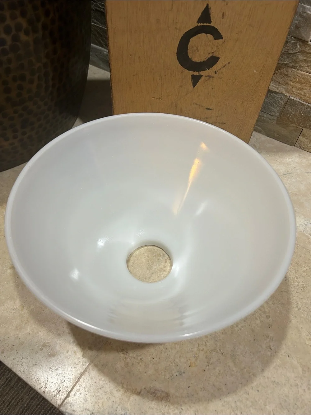 Vintage Large Milk Glass Diffuser Reflector Lamp Shade 10